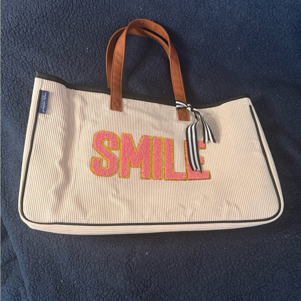 Simply Southern “Smile” Corduroy Sparkle Tote Bag